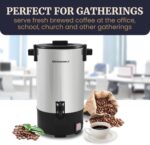 Elite Gourmet CCM-035 Maxi-Matic 30 Cup Stainless Steel Coffee Urn Removable Filter For Easy Cleanup, Two Way Dispenser with Cool-Touch Handles Electric Coffee Maker Urn, Stainless Steel - Image 8