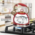 Tea Kettle, Stovetop Whistling Teapot, Stainless Steel, Black, 3.0-Quart - Image 5