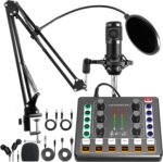 Podcast Equipment Bundle Audio Interface, DJ Mixer, BM-800 Condenser Microphone, Studio Equipment with Mic Arm, Bluetooth for Streaming, Voice Over, Singing, PC - Image 2