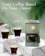 Amaste Drip Coffee Maker, Coffee Machine with 25 Oz Glass Coffee Pot, Retro Style Coffee Maker with Reusable Filter & Three Brewing Modes, 30minute-Warm-Keeping, Matcha Green - Image 5