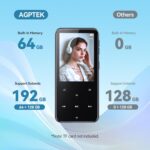 AGPTEK 64GB MP3 Player with Bluetooth, M3 2.4 inch Music Player with Speaker and FM Radio, Touch Buttons, Supports Up to 128GB(Black) - Image 9