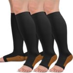 Copper Compression Socks for Women & Men Open Toe 15-20mmHg is Best Support for Circulation Recovery and All Day Wear - Image 2