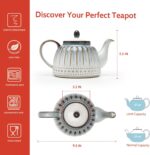 Sweese Ceramic Teapot, Beaded Retro Flower Glaze, 1100ml/37 oz Large Tea Pot for Loose Tea or Bags, Enough for 4 Cups, Nebula Blue - Image 3