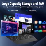 Azeyou 11.6” Laptop HD Display, Student Laptop Computer 4GB DDR4 RAM, 128GB SSD, OS 11 Pro Laptops, WiFi, BT4.2, USB3.0, Type_C 4000mAh Battery (Black) - Image 8