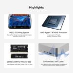Beelink SER8 Mini PC, AMD Ryzen 7 8745HS (8C/16T up to 4.9GHz), 32GB DDR5 RAM 1TB PCIe4.0 SSD, Mini Computer Support 4K@144Hz, Triple Display, WiFi6, BT5.2, HDMI+DP, USB4 - Image 3