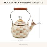 MACKENZIE-CHILDS Enamel Whistling Tea Kettle, Decorative Teapot for Stovetop, Brown-and-White Mocha Check - Image 5