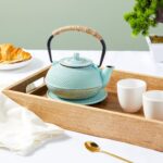 Juvale Cast Iron Teapot with Infuser - Japanese Tea Kettle - Loose Leaf Tetsubin & Trivet (Green, 3 Pcs, 18 oz/500 ml) Cast Iron Kettle - Image 3