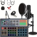 K800 Podcast Equipment Bundle, 48V Phantom Power with XLR Microphone Interface, 3 Customize Sound Pads, Voice Changer with Studio Microphone -Perfect for Recording, Singing, Streaming and Gaming - Image 2