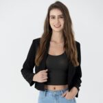 Beninos Womens Casual Blazers Open Front Cropped Blazer Jacket - Image 5