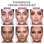Youngfocus Cosmetics Cream Contour Best 8 Colors Contouring Foundation - Highlighting Makeup Kit/Concealer Palette - Vegan, Cruelty Free and Hypoallergenic - Instruction Manual（Face Blushes） - Image 3