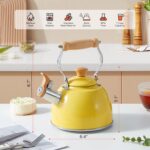 ROCKURWOK Tea Kettle, Tea Pot with Cool Touch Ergonomic Handle, Teapot Food Grade Stainless Steel, Tea Kettle Stovetop, Kettle Teapot, Whistling Tea Kettle, Small Tea Kettle, 1.6 Quart (Yellow) - Image 8