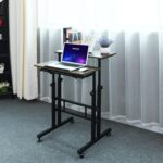 AIZ Mobile Standing Desk, Adjustable Computer Desk Rolling Laptop Cart on Wheels Home Office Computer Workstation, Portable Laptop Stand for Small Spaces Tall Table for Standing or Sitting, by - Image 8