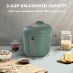 CHACEEF Mini Rice Cooker 2 Cups Uncooked, 1.2L Rice Cooker Small, Portable Non-Stick Small Travel Rice Maker, BPA Free, Smart Control Multifunction Cooker with 24 Hours Timer Delay & Keep Warm Function, Green - Image 5