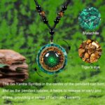 Day Day Up Orgonite Necklace - Sri Yantra Rotatable Pendant For Anti Stress Anxiety & Meditation - Malachite And Tiger Stone For Spiritual Healing & Positive Energy - Image 4