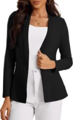 Women's Casual Open Front Sweater Long Sleeve Rib Knit Draped Cardigan - Image 2