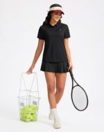 Women's Golf Shirt Short Sleeve Lightweight Moisture Wicking Work Tennis Tops Collared Polo Shirts for Women with 4-Button - Image 8