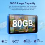 80GB MP3 Player with Bluetooth and WiFi, Android MP3 & MP4 Players with 4" Touchscreen and Speaker, 2000mAh Spotify Music Player with Spotify Kids, Audible, Amazon Music, Play Store (Blue) - Image 8