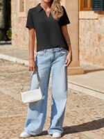 Imily Bela Womens Short Sleeve Polo Shirts V Neck Business Dressy Casual Tops Summer Collared Trendy Tees - Image 5