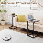 AMHANCIBLE C Shaped End Table Set of 2, Couch Tables That Slide Under, TV Tray Snack Table for Sofa, Small Side Table for Couch, Small Space, Living Room, Greige HET02CGY - Image 9