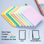 9 Pack Lined Sticky Notes 4X6 in Post, 9 Pastel Colors Large Ruled Post Sticky Colorful Super Sticking Power Memo Pads Strong Adhesive, Sticky Notes with Lines Office, Home, 35 Sheets/pad - Image 3