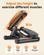 Niceday Twist Stepper for Exercise at Home, Mini Stair Stepper with Resistance Bands at Home Workout Equipment with 300LBS Loading Capacity, Hydraulic Fitness Stepper with LCD Monitor Gray - Image 6