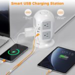 Tower Surge Protector Power Strip 10 ft, TESSAN Long Flat Extension Cord with Multiple Outlets, 8 AC Outlets with 4 USB Ports (1 USB C), Charging Station with Surge Protection, for Home Office Dorm - Image 4
