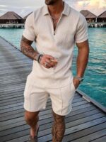 Mens Short Sets 2 Piece Outfits Polo Shirt Fashion Summer Tracksuits Casual Set Short Sleeve and Shorts Set for Men - Image 3