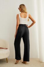 IWOLLENCE Women's Wide Leg Pants with Pockets High Waist Adjustable Knot Loose Casual Trousers Business Work Casual Pants - Image 7