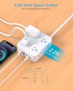 Surge Protector Power Strip, HANYCONY Extension Cord with Multiple Outlets, 5 Ft Ultra Thin Flat Plug 8 Outlets 4 USB Ports(2USB C), 1080J Outlet Extender for Home Office College Dorm Room Essentials - Image 5