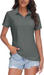 TACVASEN Women's V-Neck Polo Shirts UPF 50+ Short Sleeve Sun Protection Quick Dry Golf Polos Collared Shirt - Image 2