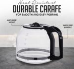 OVENTE 12-Cup Drip Coffee Maker with Borosilicate Glass Carafe, One-Touch Operation Machine, Anti-Drip System, Reusable Filter and Clear View Water Level Gauge, Ideal for Home or Office, Black CM412B - Image 4