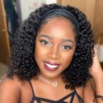 Aiterina Headband Wig Deep Wave 12 Inch Human Hair Headband Wig Curly hair Glueless Human Hair Wigs Machine Made No Lace deep Curly Headband Wigs Natural color - Image 3