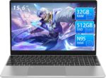 15.6" FHD Laptop Computer with Backlit Keyboard,32GB RAM 512GB SSD,Quad Core N95 Processor(Up to 3.4GHz),180 ° Angle Opening,Fingerprint Reader,8000mAh Battery,Webcam,WiFi 5,BT 4.2,Mini HDMI,USB 3.0 - Image 2