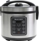West Bend Rice & Grain Multi Cooker Programmable with 9 Preset Functions, Features Delay Start and Keep Warm Functions and Steam Basket, 20 Cups Cooked, Stainless Steel - Image 2