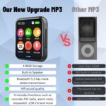128GB MP3 Player with Bluetooth 5.3, Portable Digital Lossless Music Player with Built-in Speaker, 2.0 in Full Touch Screen, HiFi Sound, FM Radio, Voice Recorder, Earphones Included - Image 7