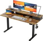 Agilestic 55 x 24 Inches Height Adjustable Electric Standing Desk with 2 Drawers, Stand Up Electric Desk Adjustable Height, Sit Stand Computer Gaming Table with Splice Board, Rustic Brown - Image 2