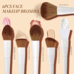 Makeup Brushes With Case 20PCs Professional Makeup Brush Set, Foundation Powder Eyeshadow Brush Set Eyebrow Concealer Contour Travel Brushes Kit with Holder & 2 Powder Puff-White - Image 3