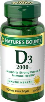Nature's Bounty Vitamin D, Supports Immune Health & Bone Health, 2000IU Vitamin D3, 150 Softgels - Image 4