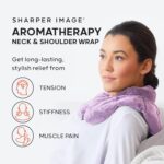 Sharper Image Heated Neck & Shoulder Wrap - Microwavable Warm & Cooling Plush Pad, Scented Aromatherapy (100% Natural Lavender & Herb Spa Blend), Pain Tension Headache Relief Therapy, Gift for Women - Image 3