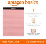 Amazon Basics Wide Ruled 8.5 x 11.75-Inch 50 Sheet Perforated Lined Writing Note Pads, Pack of 6, 300 Count, Multicolor - Image 3