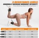 Ankle Resistance Bands with Cuffs for Women & Men - 3-Level Adjustable Leg & Glute Workout Equipment, Portable Home Gym Exercise Bands for Kickbacks, Hip Thrusts, Yoga, Strength Training - Image 7