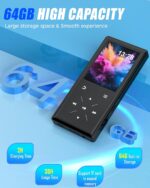 64GB Bluetooth MP3 Player - 2.4" Screen Portable HiFi Mp3 Player with Built-in Speaker, MP3 Music Player with Voice Recorder, FM Radio, Touch Buttons,Support up to 256GB SD Card - Image 5
