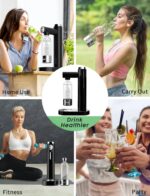 Sparkling Water Maker, Soda Streaming Machine with 1L BPA-Free Carbonation Bottle, Makes Home Fizzy Drinks, Seltzer Carbonated Water Maker, Compatible with Standard 60L CO2 Carbonators (Not Included) - Image 7