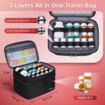 Mancro Dual Layers Medicine Organizer Bag, Pill Bottle Organizer Storage with Lockable Zipper, Medication Travel Bag for Pills, Vitamins, Medical Supplies for Home Storage, Black - Image 5