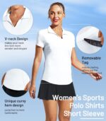 MIER Women's Golf Polo Shirts Collared V Neck Short Sleeve Tennis Shirt, Dry Fit, Moisture Wicking - Image 4