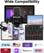 Podcast Equipment Bundle, V8 Audio Interface with Cardioid Designer BM800 Mic, Studio Condenser Microphone Perfect for Podcasting, Recording, Singing, Streaming and Gaming - Image 6