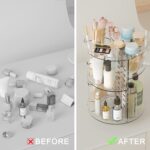Rotating Makeup Organizer, DIY 8 Adjustable Layers Spinning Skincare Organizer, Cosmetic Display Case with Brush Holder Perfume Tray, Multi-Function Storage Carousel for Vanity Bathroom Countertop - Image 6