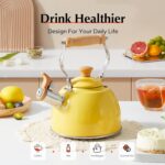 ROCKURWOK Tea Kettle, Tea Pot with Cool Touch Ergonomic Handle, Teapot Food Grade Stainless Steel, Tea Kettle Stovetop, Kettle Teapot, Whistling Tea Kettle, Small Tea Kettle, 1.6 Quart (Yellow) - Image 7