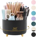 SKYDUE 360 Degree Rotating Desk Organizer, Dual-Purpose Pencil Pen Holder for Desktop, Rotating Desk Pen Organizer with 5 Slots, Office Supplies, Pencil Cup for Office, School, Home - Image 2