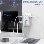 Outlet Extender Surge Protector - 6 Outlet Splitter with 4 USB Ports (2 USB C), Multiple Plug Expander Wall Charger, 3 Sided Multi Plug Wall Adapter Power Strip for Home Office Kitchen Travel - Image 7